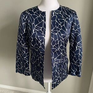 Pendleton Silk Navy and White Abstract Blazer